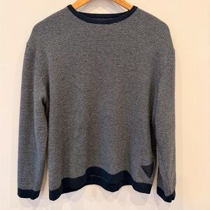 Barbour Striped Knit Sweater XL Navy Gray Crewneck Pullover Cotton Blend